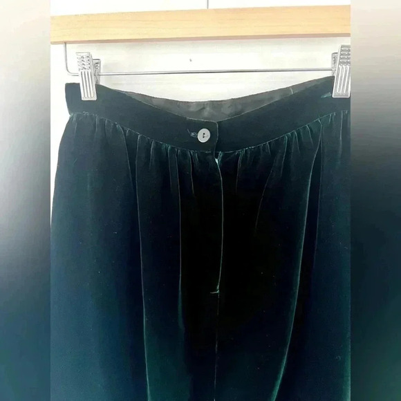 Gunne Sax by Jessica McClintock 80s Emerald Green Velvet Pencil Skirt Size Small - Picture 6 of 8